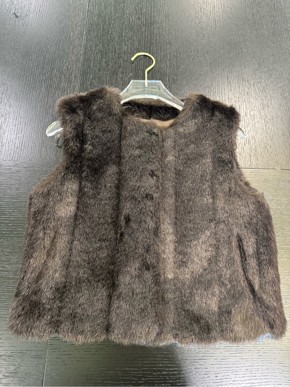 Little PAUL & JOE / Size 14 Kids (can fit XS) Brown fur vest with snaps